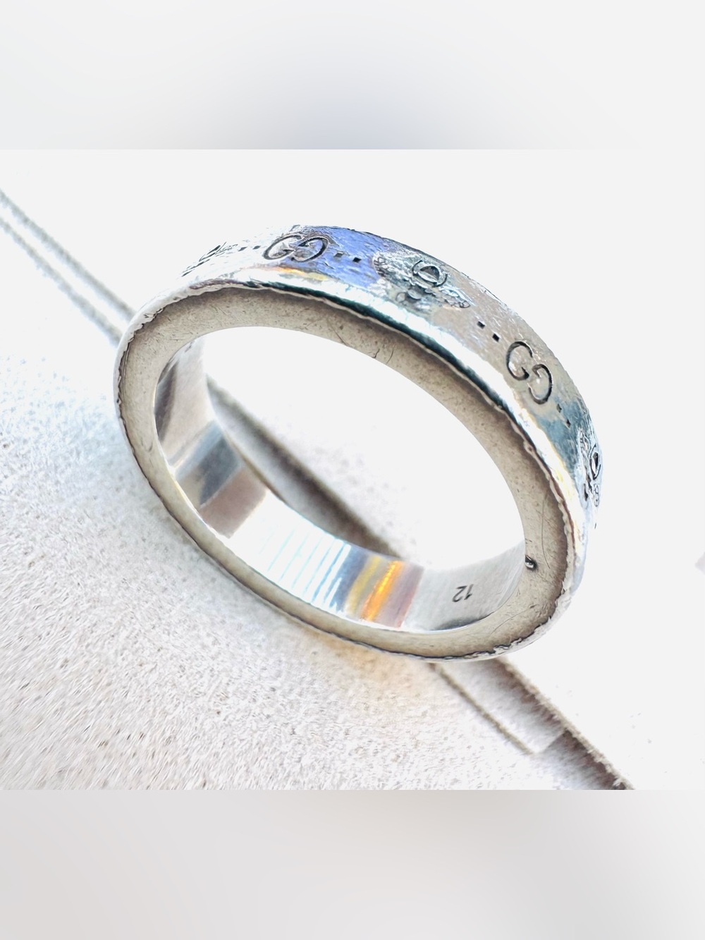 GUCCI Bee GG Sterling Silver Ring Gucci Size 12 Ag925 Made in Italy - Picture 4 of 8
